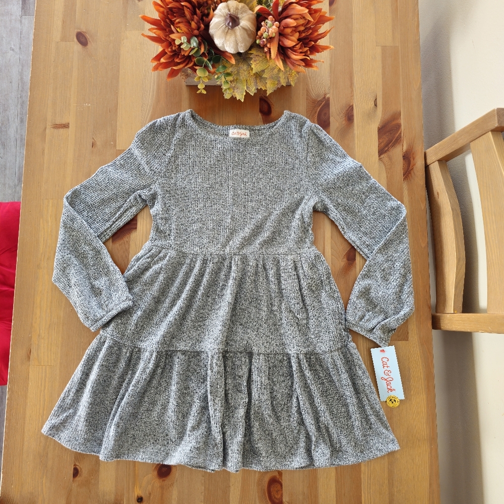Cat & Jack - Girls' Long Sleeve Cozy Dress - Heather Grey - Picture 6 of 10